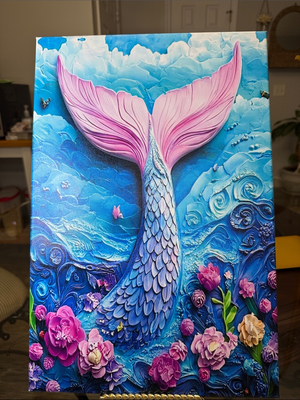 Pink and Blue Mermaid Tail Canvas Art - Home Decor - Picture 1 of 1